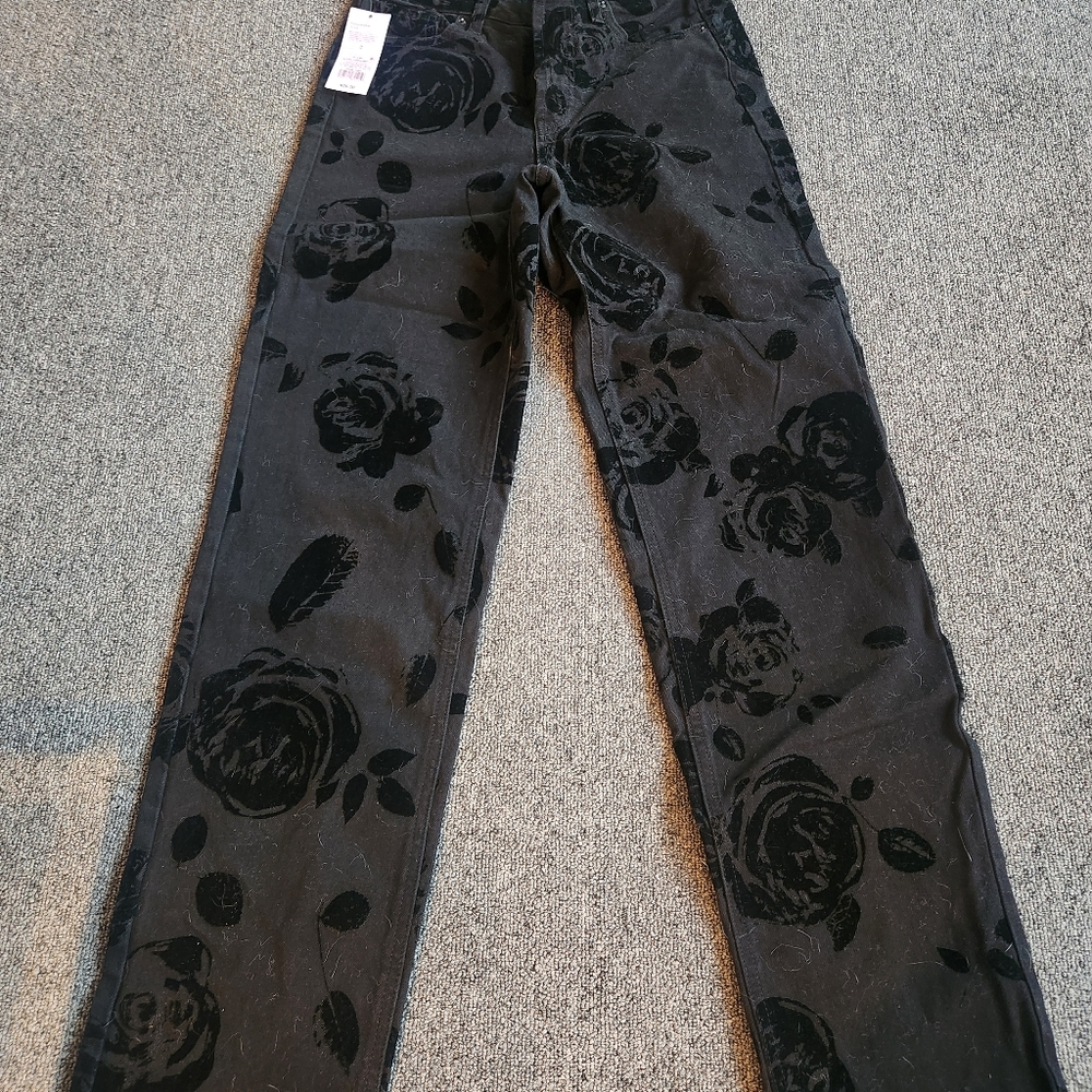 Floral Black Pants